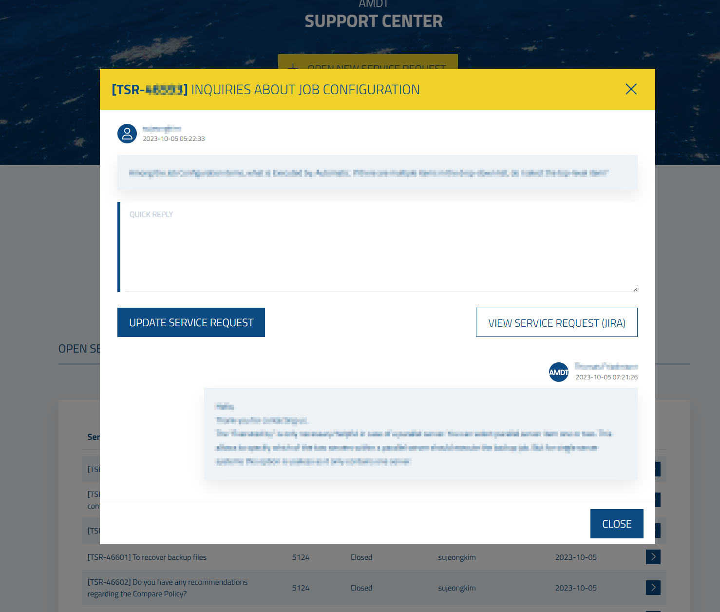 Figure: Ticket detail dialog