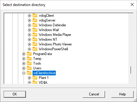 Figure: Windows Explorer, select target directory