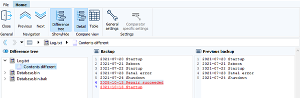 Imagen: Comparación del archivo Log.txt