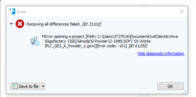 Imagen: Mensaje de error 101