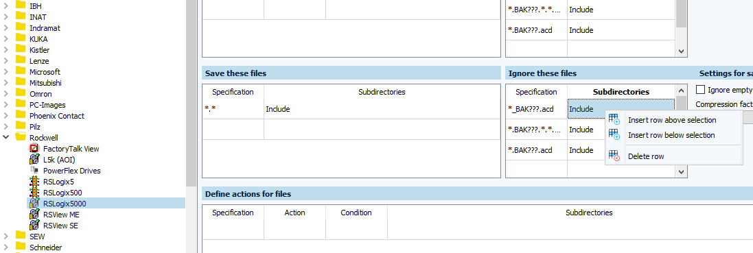 Imagen: Módulo editor del tipo de componente, guardar archivos *_BAK???.acd
