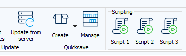 Imagen: Barra de menú, pestaña Extras, Scripting