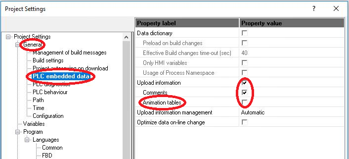 图：Schneider EcoStruxure Control Expert 编辑器，项目设置对话框