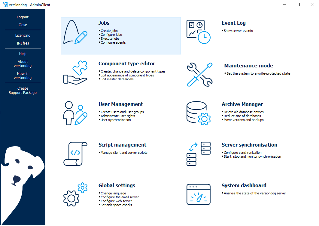 Abbildung: Hauptfenster AdminClient