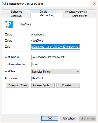 Abbildung: UserClient Eigenschaften