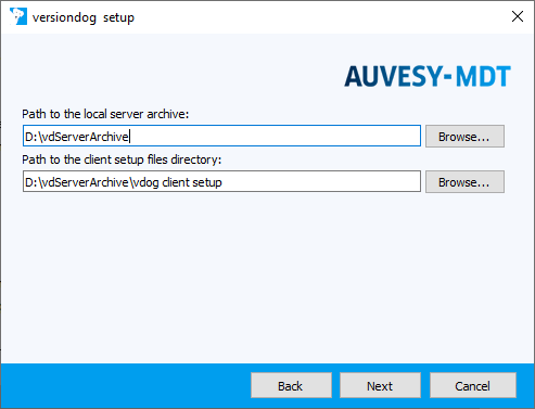 Abbildung: Installationsassistent, Pfad zum Serverarchiv angeben