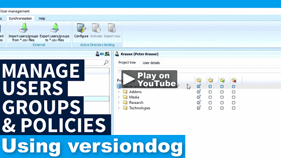 Management der Benutzerrechte in versiondog