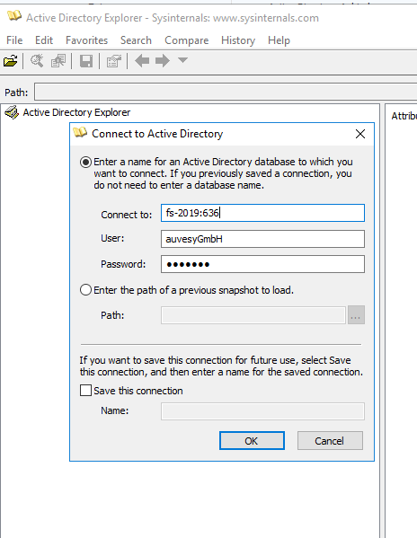 Figure: Connect to Active Directory dialog