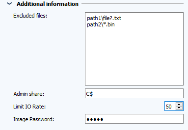 Figure: Job configuration, Additional information section