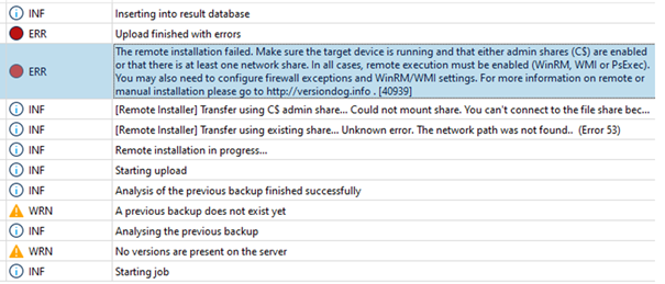 Figure: Event display module, error during automatic installation