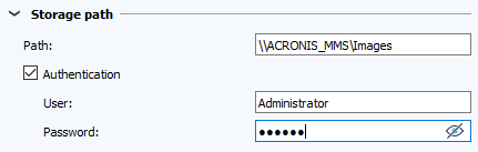 Figure: Job configuration, Storage path section