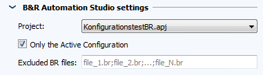 Figure: Job configuration, B&R Automation Studio settings section