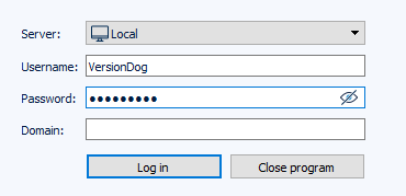 Figure: Login dialog, local login