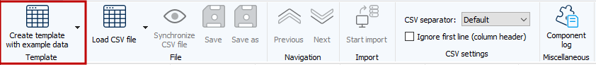 Figure: Easy Asset Integrator, creating template with sample data