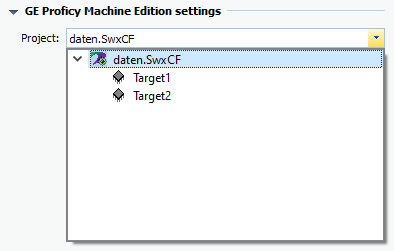 Figure: Job configuration, section GE Proficy Machine Edition settings