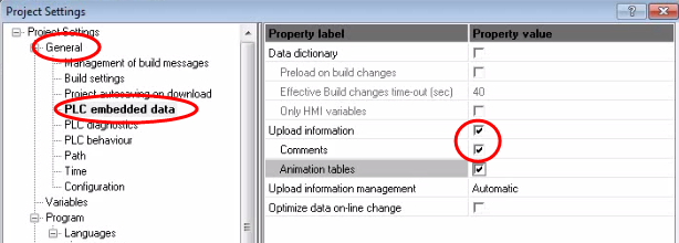 Figure: Schneider Unity Editor, Project settings dialog