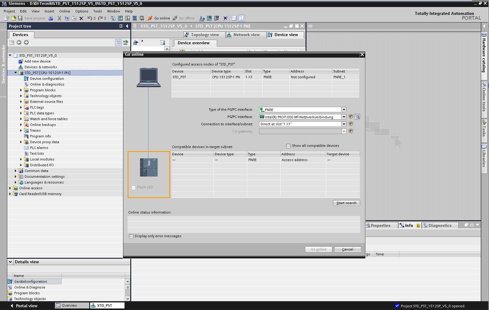 Figure: TIA Portal: Project online