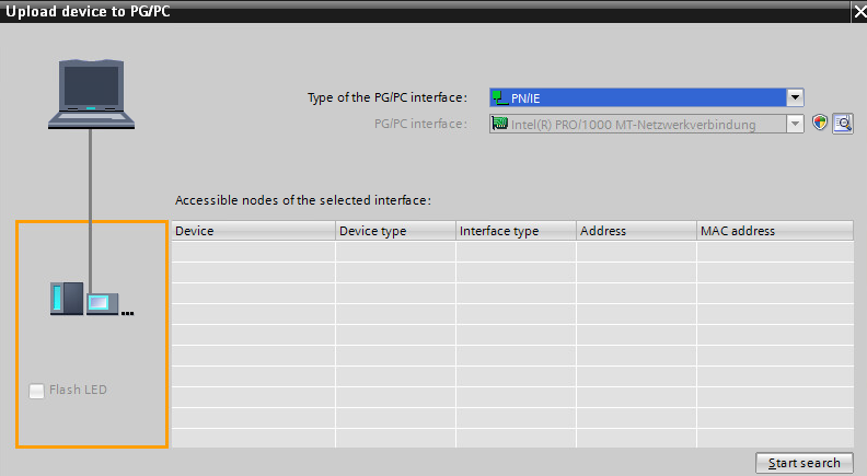 Figure: TIA Portal, PG/PC interface display