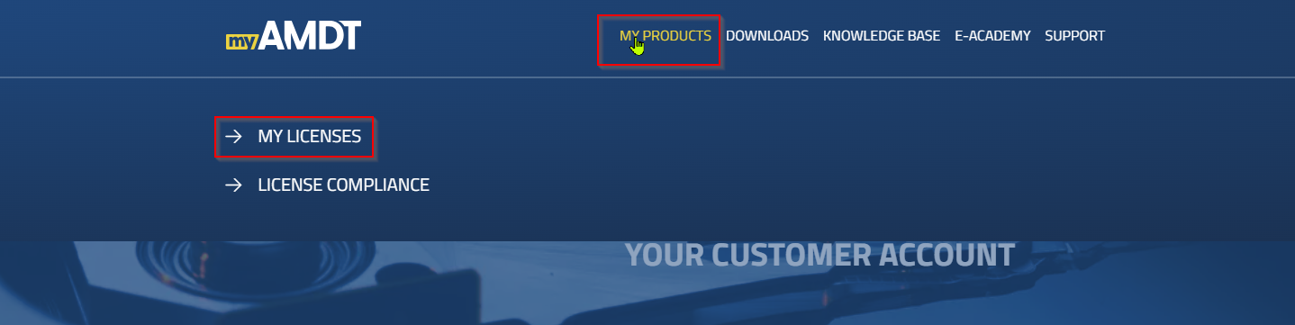Figure: Open My Products → My Licenses