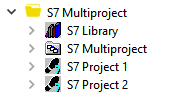 Figure: Project tree, example S7 multiproject, changed names