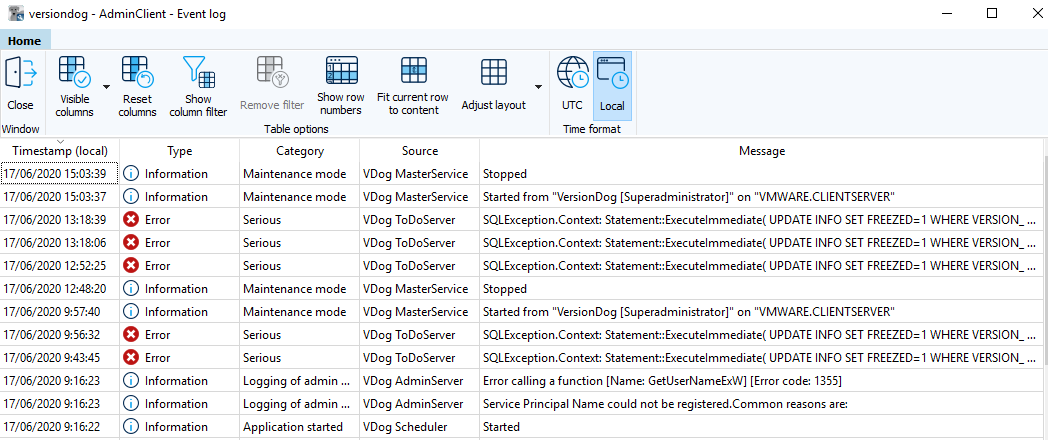 Figure: Event log module