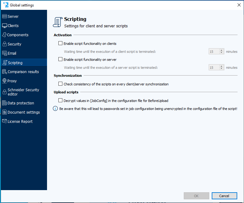 Figure: General Settings, Scripting tab