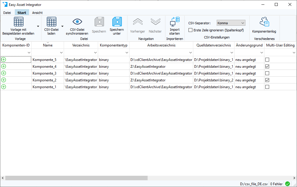 Figure: Easy Asset Integrator dialog, no errors