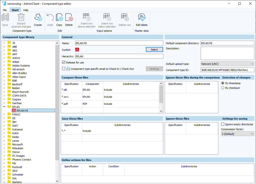 Figure: Component type editor module, EPLAN P8 component type