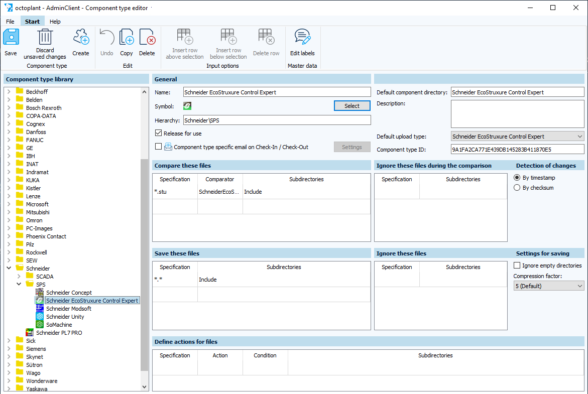 Figure: Component type editor module, Schneider EcoStruxure Control Expert component type