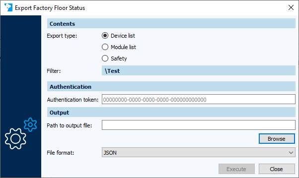 Figure: Export, folder filter
