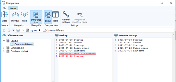 Figure: Comparison Log.txt file