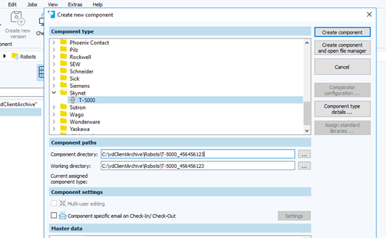 Figure: Creating new component T-5000