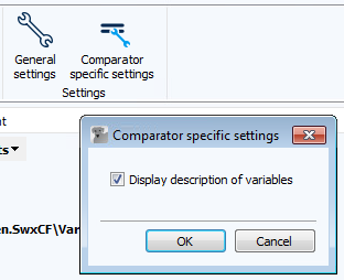 Figure: Comparator-specific settings dialog