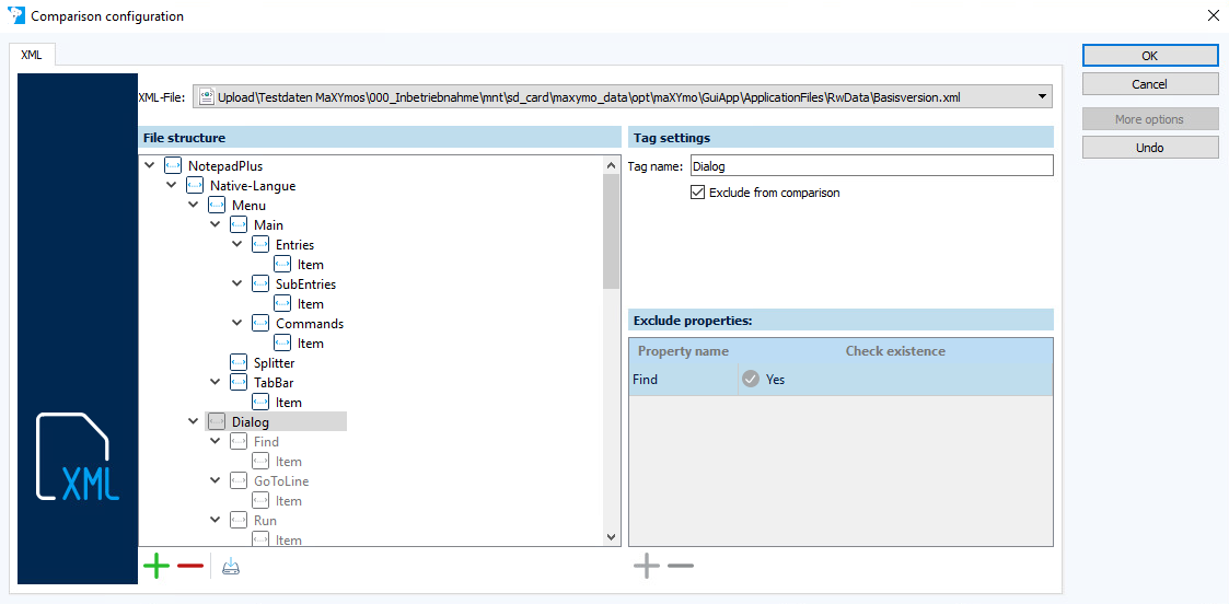 Figure: Comparison configuration dialog