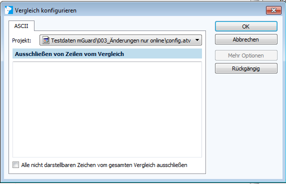 Figure: Comparison configuration dialog