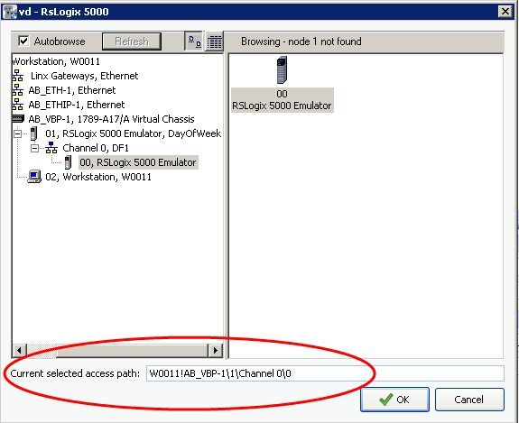 Figure: RsLogix 5000, Access Path