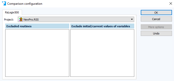 Figure: Comparison configuration dialog