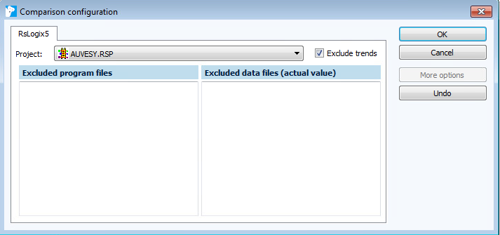 Figure: Comparison configuration dialog