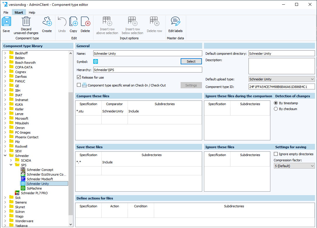 Figure: Component type editor module, Schneider Unity component type