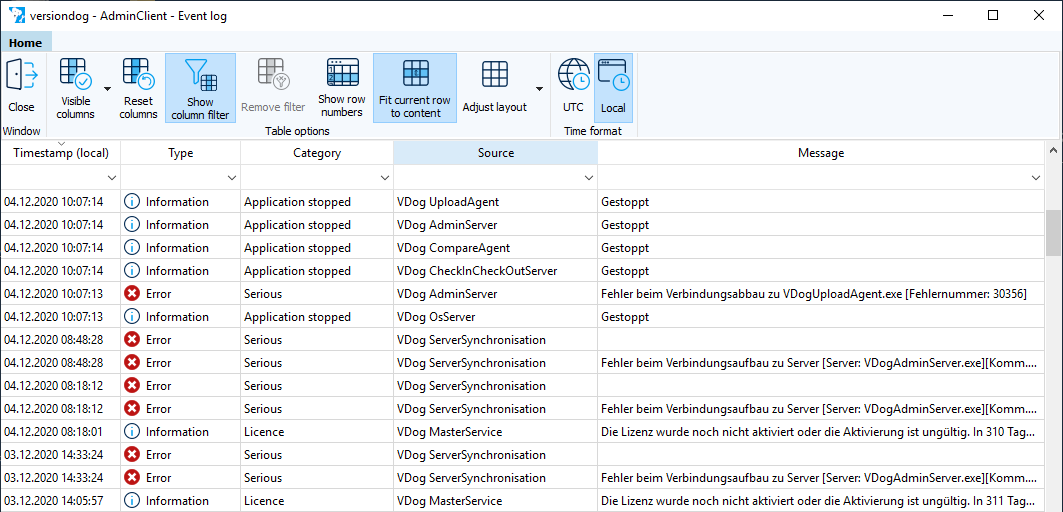 Figure: Event log module