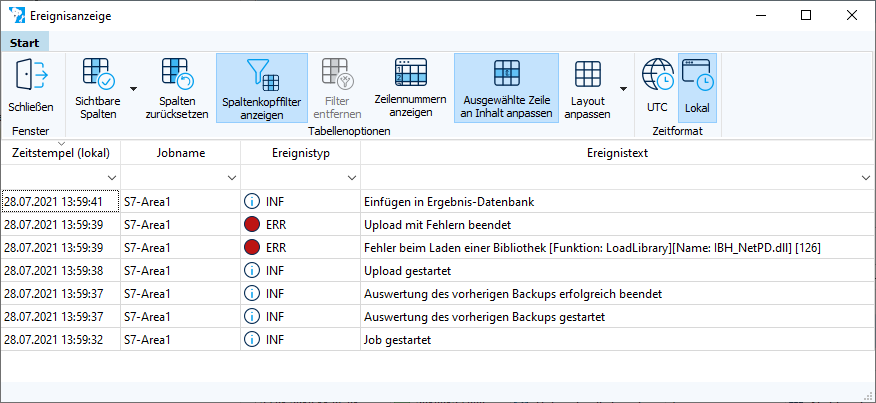 Figure: Event log module, no driver installed via IBH-Link
