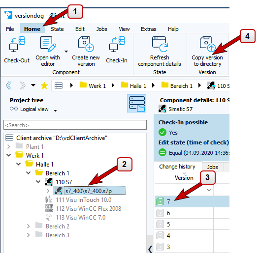 Figure: Copying working versions into a directory