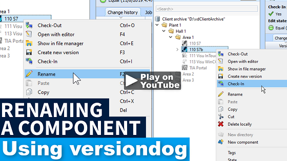 Rename a versiondog component