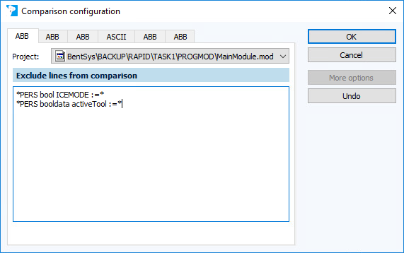 Imagen: Diálogo de configuración de comparación