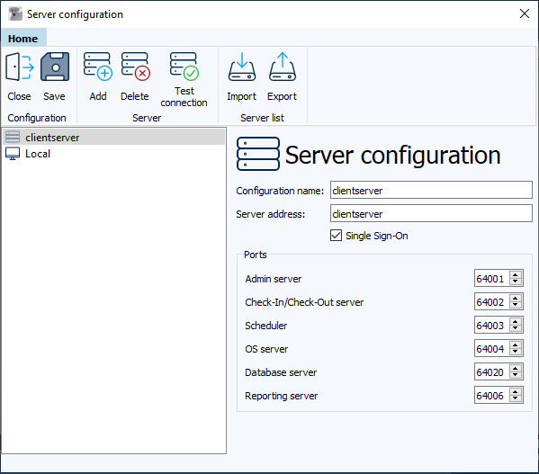 Imagen: Diálogo de configuración del servidor