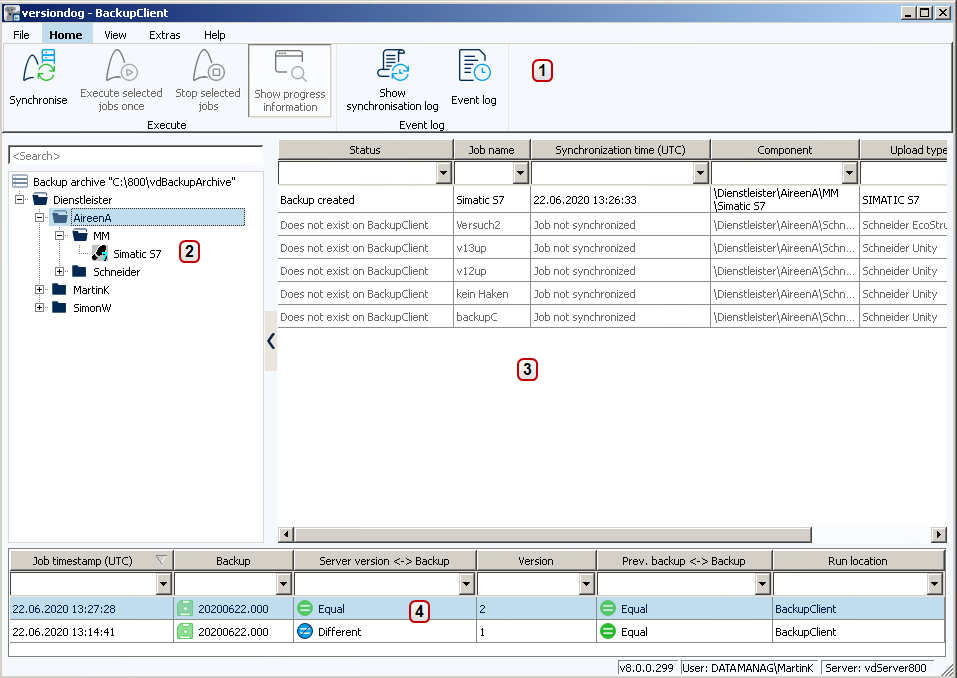 Imagen: Interfaz de usuario de BackupClient