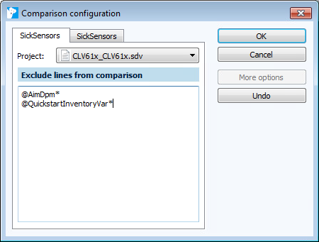 Imagen: UserClient, diálogo de configuración de comparación