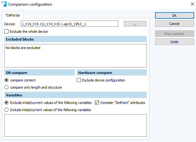 Imagen: Diálogo de configuración de comparación