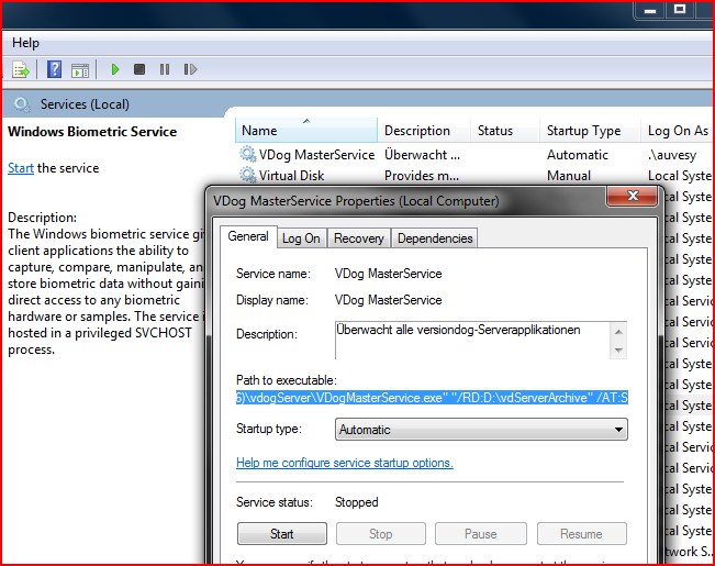 图：VDog MasterService 属性